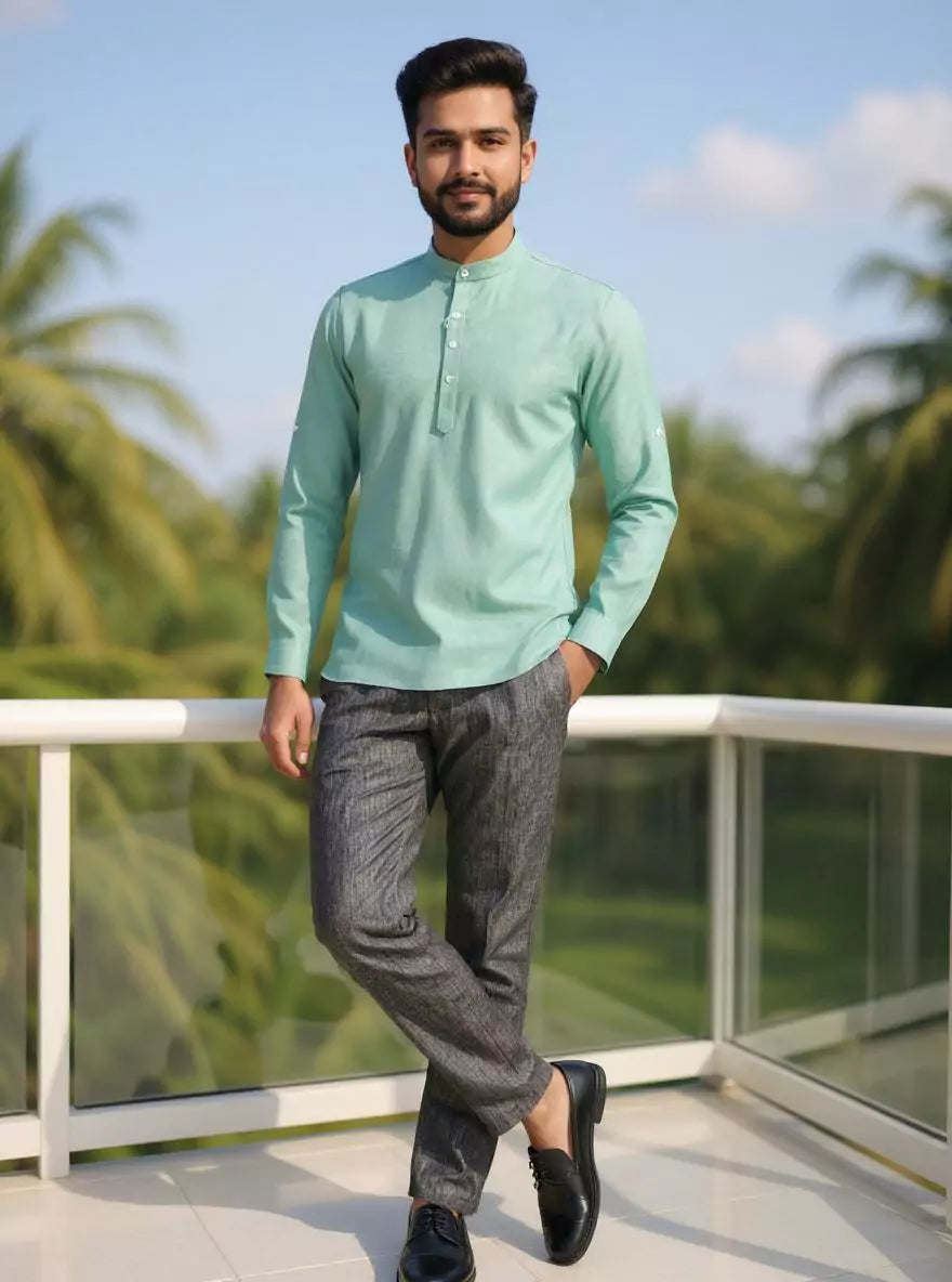Image of Lenin Solid Casual Short Kurta