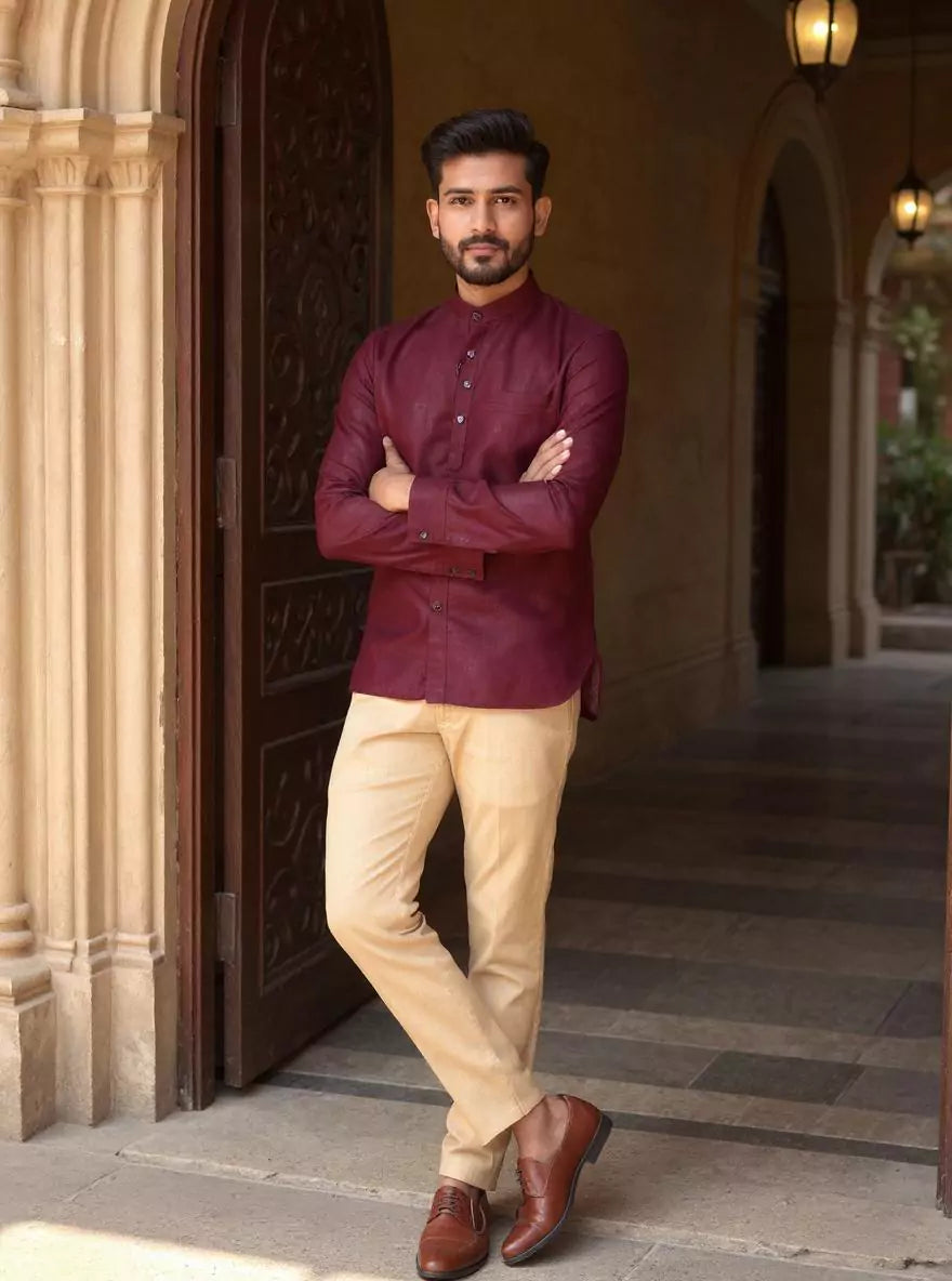 Image of Lenin Solid Casual Short Kurta