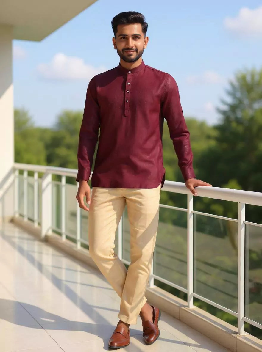 Image of Lenin Solid Casual Short Kurta