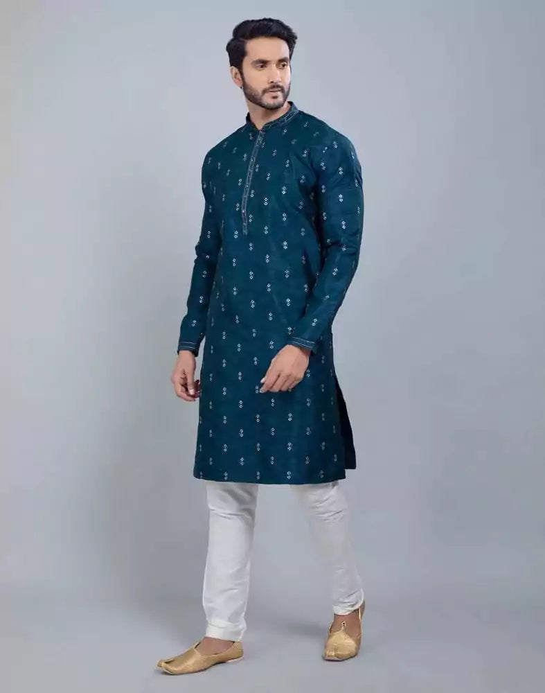 Image of Rama Green Simple and Comfort Sequence design Kurta Set