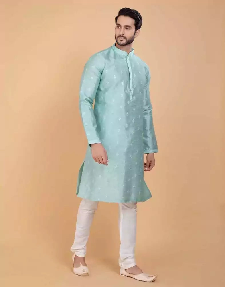 Image of Raw Silk Simple and Comfort Embellished work Kurta Set
