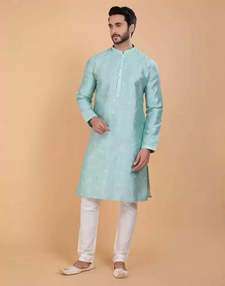 Image of Raw Silk Simple and Comfort Embellished work Kurta Set