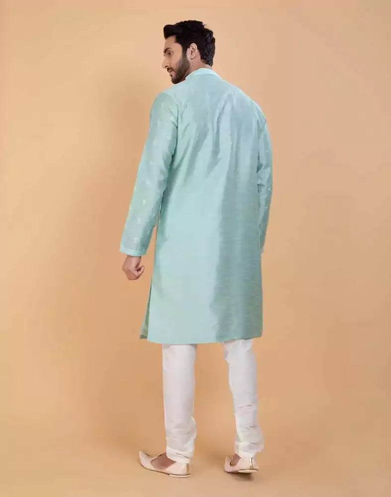 Image of Raw Silk Simple and Comfort Embellished work Kurta Set