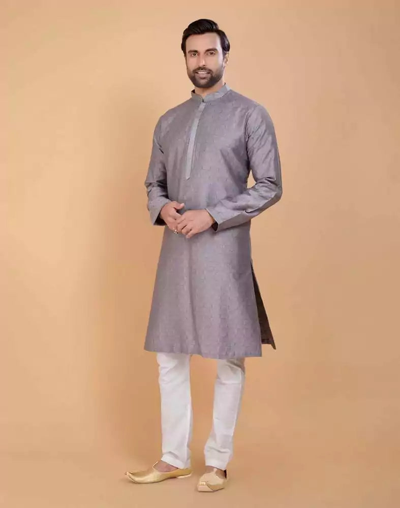 Image of Soft Silk Kurta Set With All Over Simply Highlighted Design For Occasions