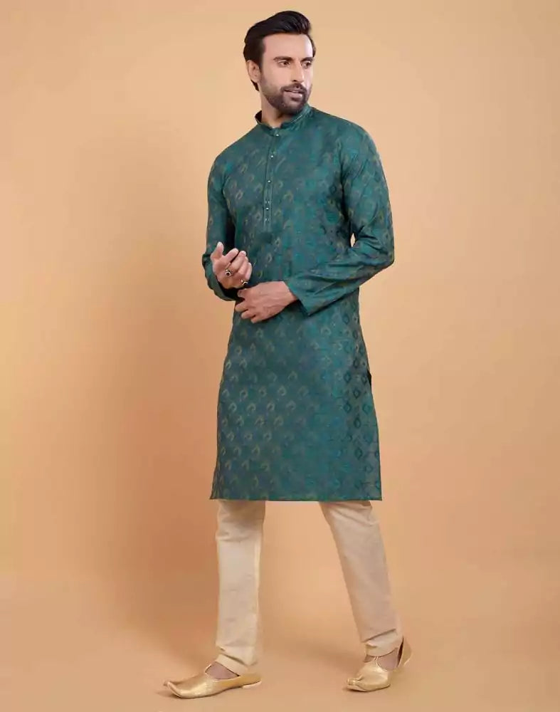 Image of Soft Silk Self Booti Design Kurta Set