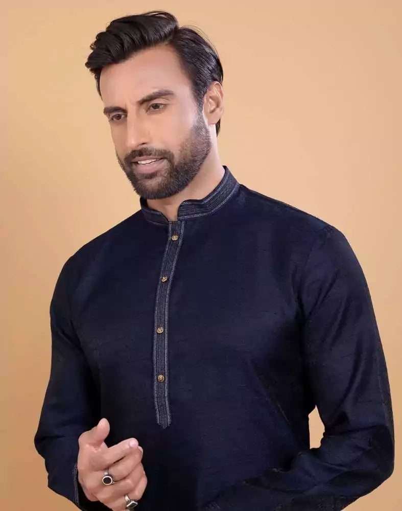 Image of Simple Blue Coloured Self Made Festive Design Kurta Set