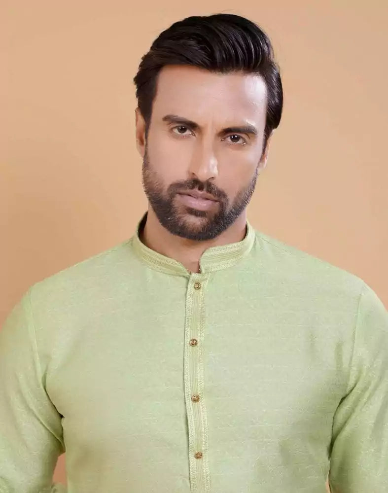 Image of Pista Green Simple Self Made Festive Design Kurta Set