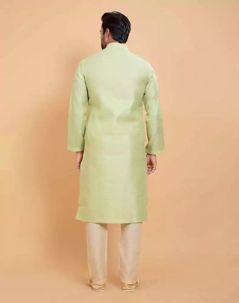 Image of Pista Green Simple Self Made Festive Design Kurta Set