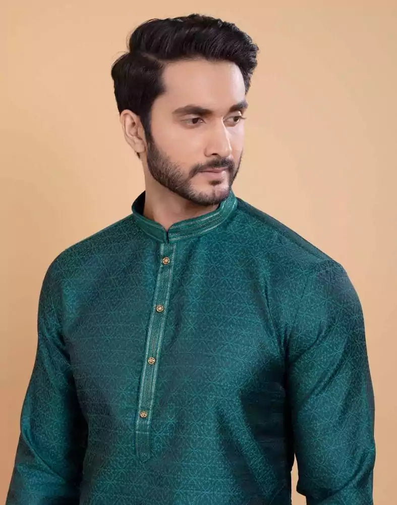 Image of Rama Green Simple Self Made Festive Design Kurta Set