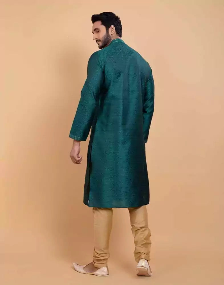 Image of Rama Green Simple Self Made Festive Design Kurta Set