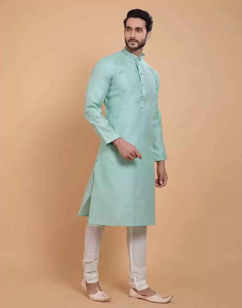 Image of Sky Blue Simple Self Made Festive Design Kurta Set
