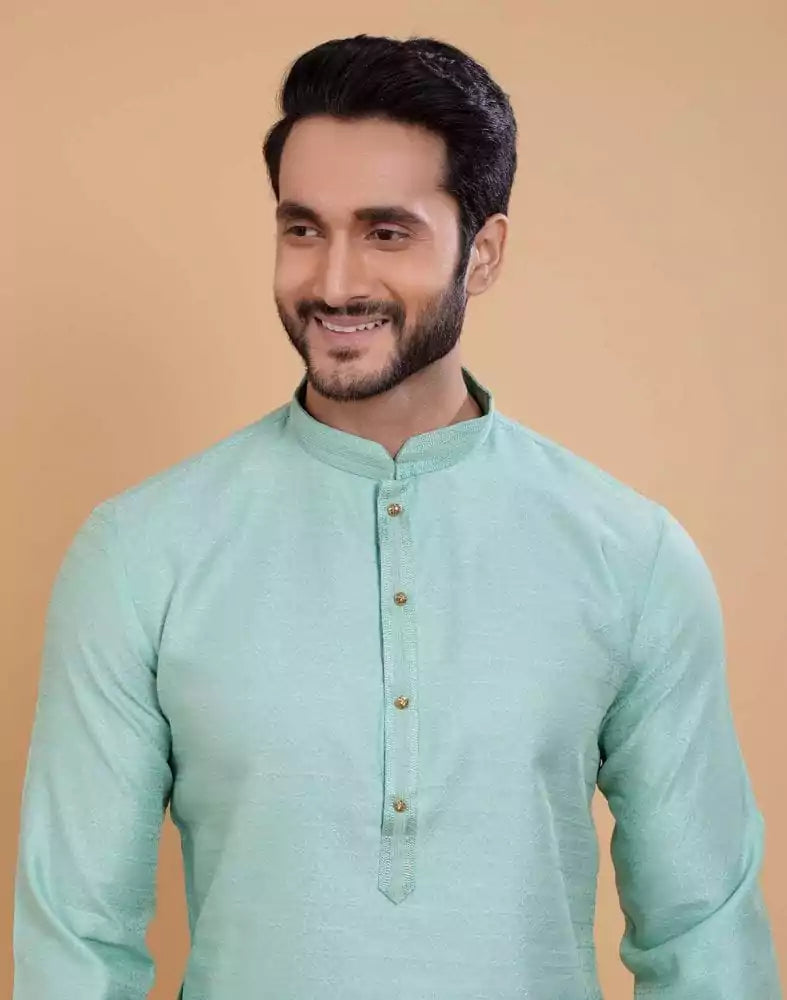 Image of Sky Blue Simple Self Made Festive Design Kurta Set