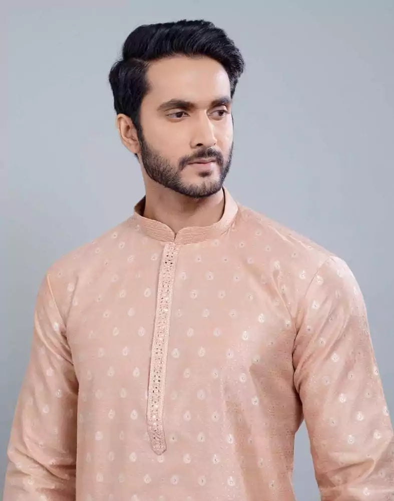 Image of Pink Soft Silk Luxurious Silver Booti Kurta Set