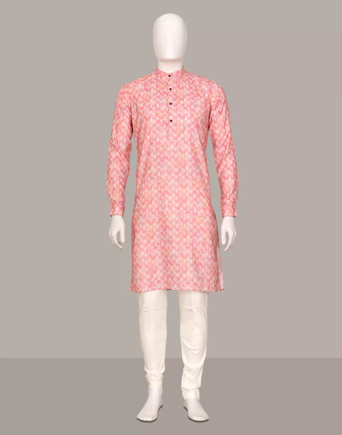 Image of Light Peach Paisely Butta's Cotton Kurta