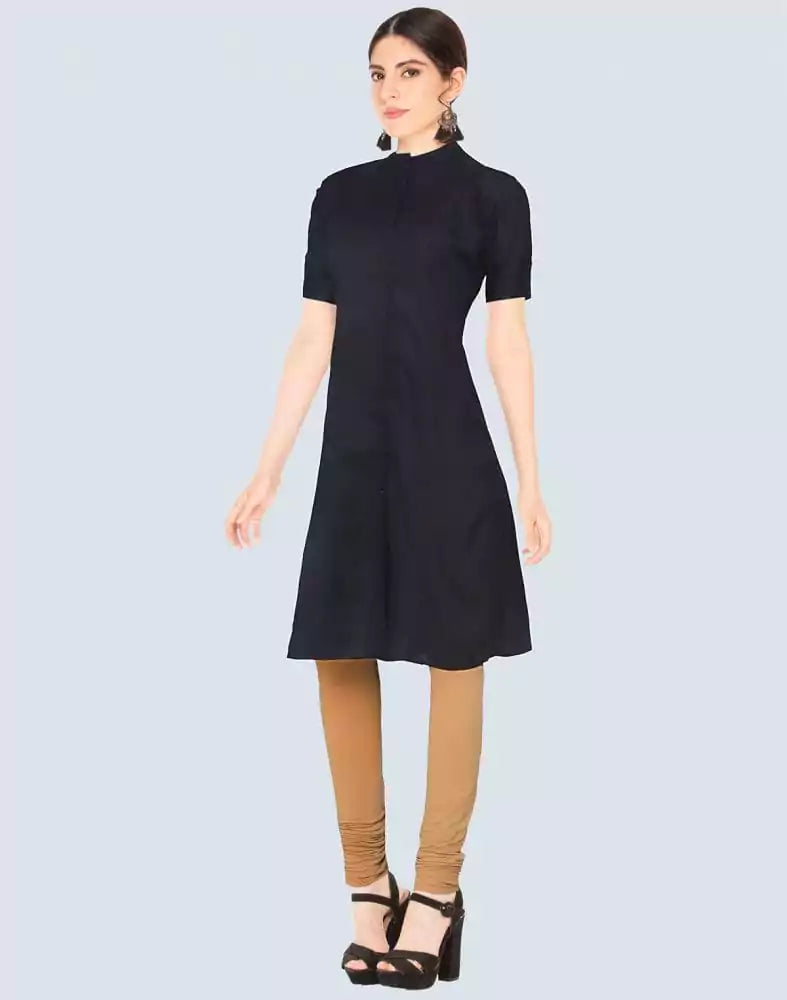 Image of Black Cotton Plain Kurti