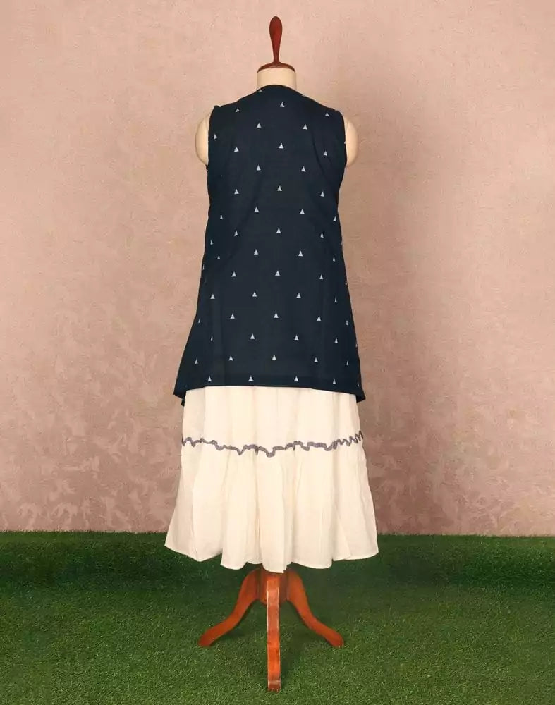 Image of Blue Coloured Geometric Cotton Kurti