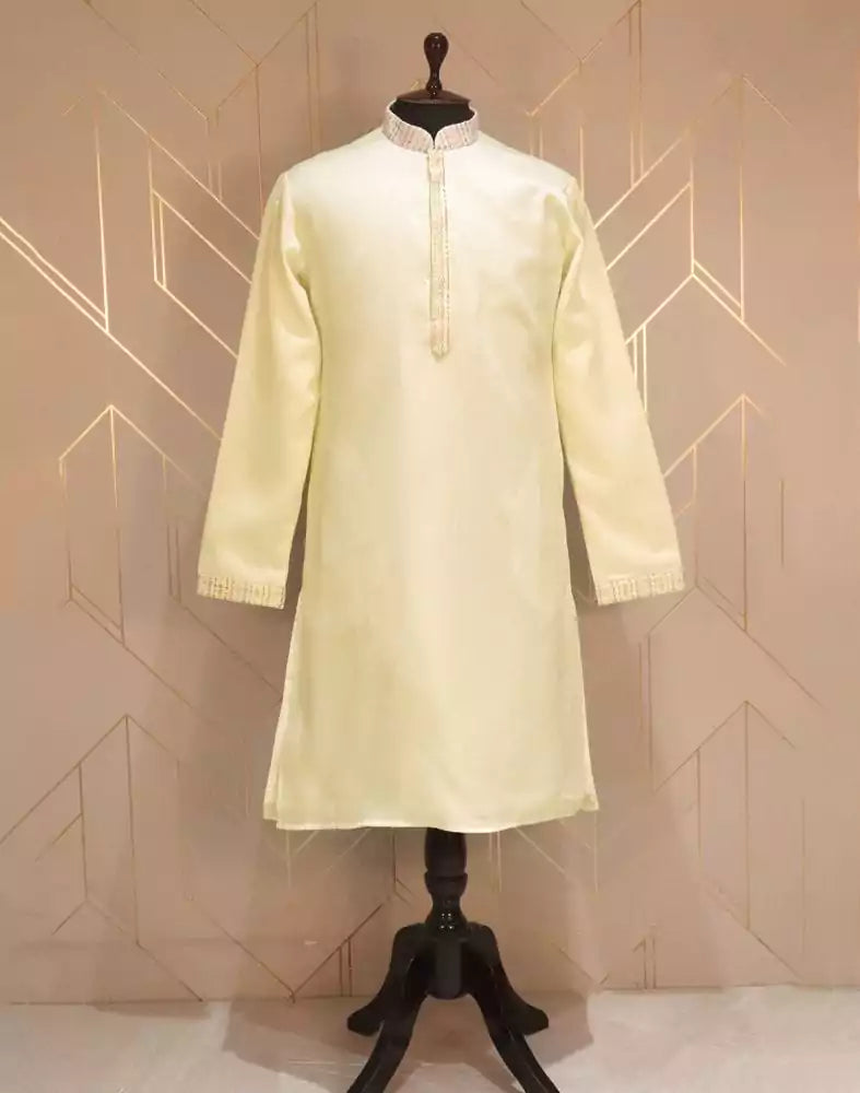 Image of White Embellished Work Cotton Silk Kurta Jacket Set