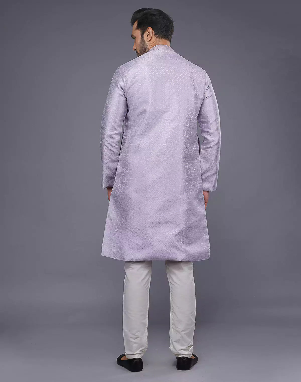 Image of Lavender Self Design Jacquard Kurta Pajama - South India Shopping Mall