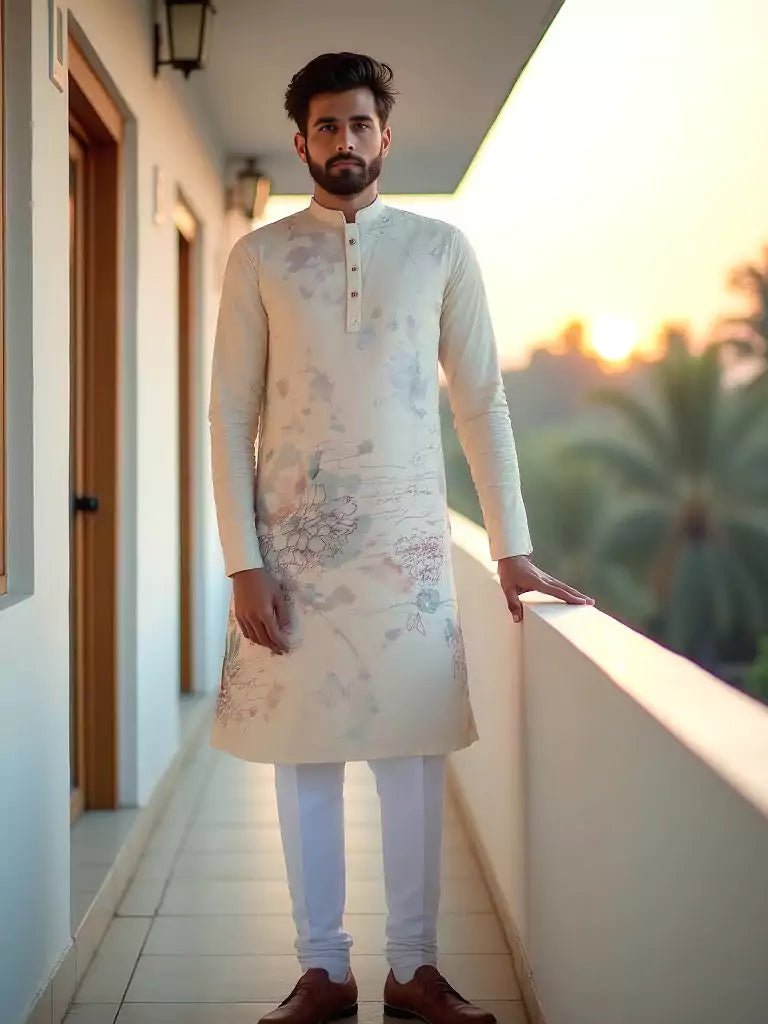 Image of Lemon Coloured Cotton Digital Printed Kurta - South India Shopping Mall