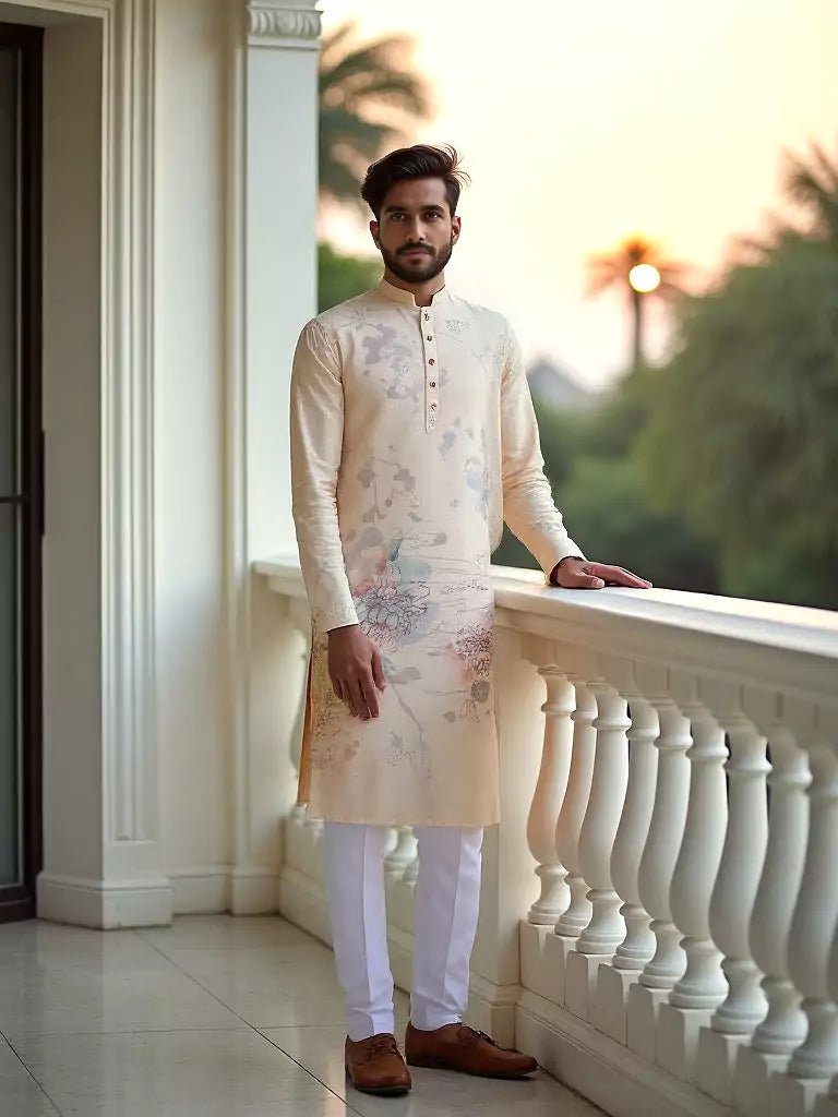 Image of Lemon Coloured Cotton Digital Printed Kurta - South India Shopping Mall