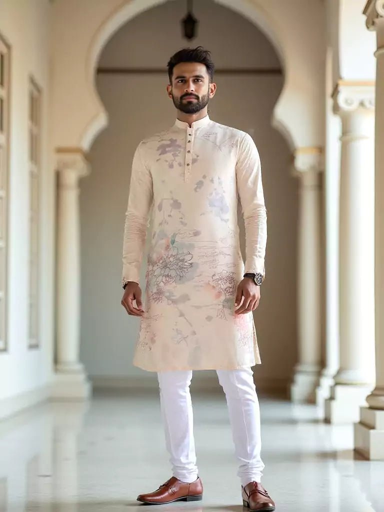 Image of Lemon Coloured Cotton Digital Printed Kurta - South India Shopping Mall