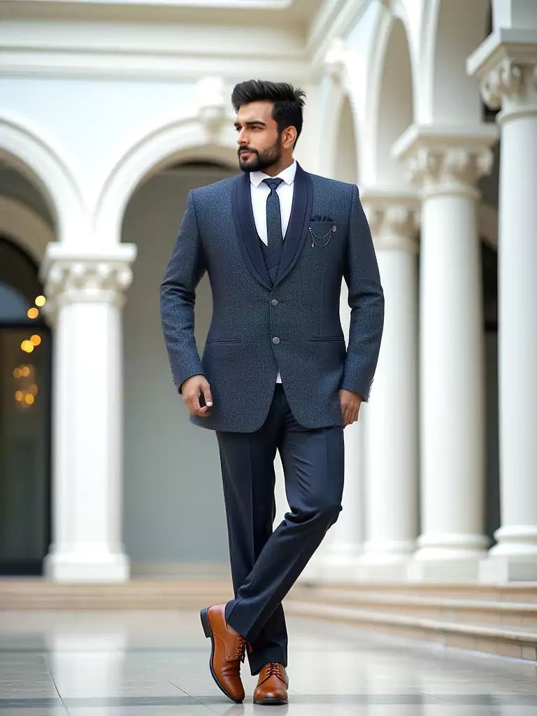 Light Blue Solid Polyester Terlene Designer Suit – South India Shopping ...