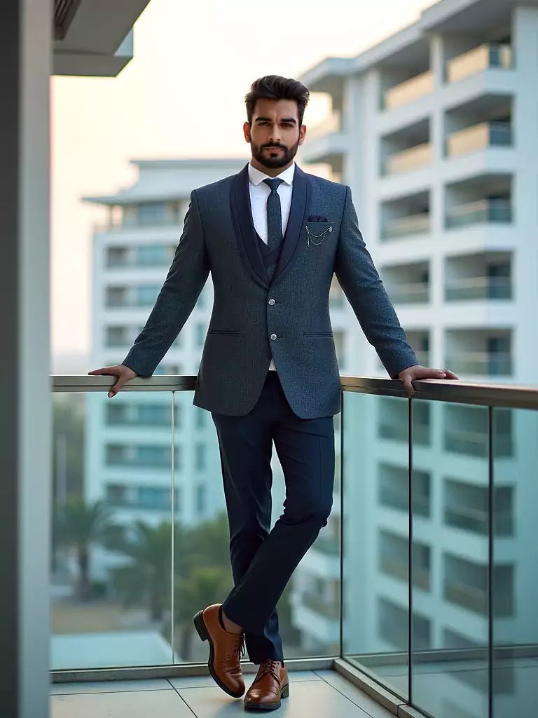 Light Blue Solid Polyester Terlene Designer Suit - South India Shopping Mall