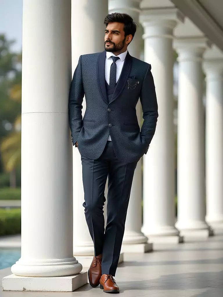 Image of Light Blue Solid Polyester Terlene Designer Suit - South India Shopping Mall