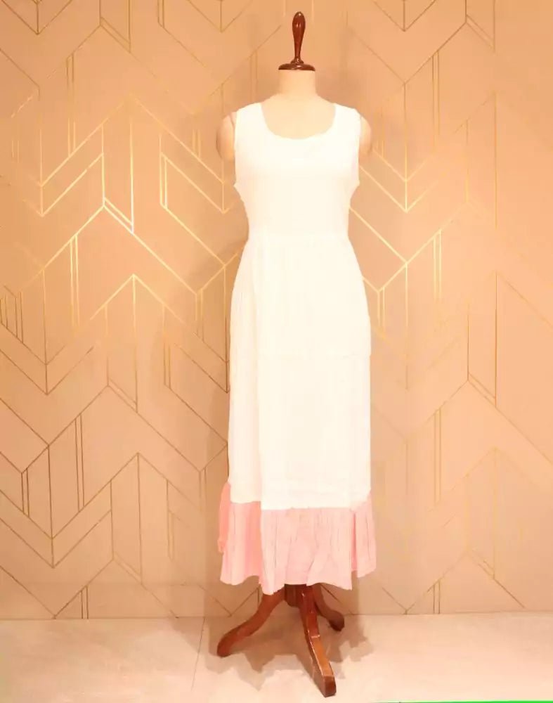 Image of Light Blue Striped Thread Work Cotton Kurti - South India Shopping Mall