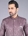 Image of Light Brown Imperial Floral Patterned Jacquard Semi - Indo Style - South India Shopping Mall