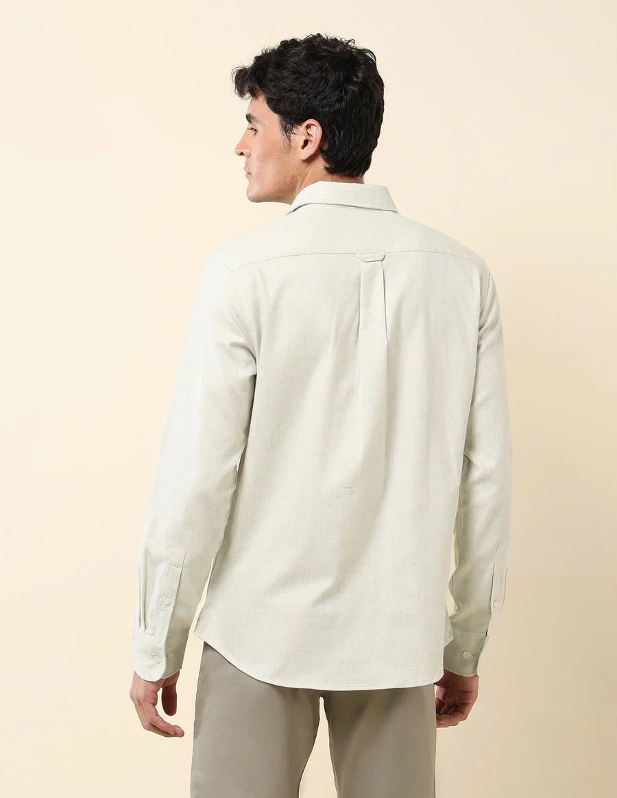 Image of Light Green Solid Linen Cotton Full Sleeve Tailored Fit Shirt - South India Shopping Mall