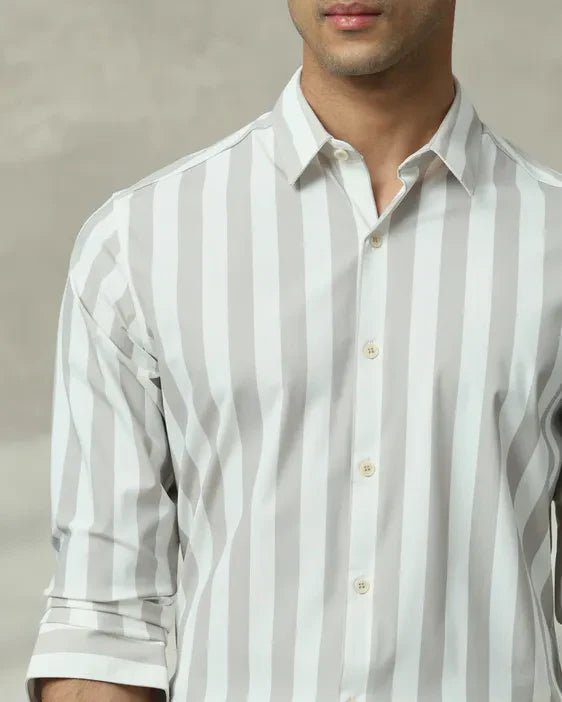 Image of Light Grey Imported Stretch Nylon Full Sleeve Trendy Shirt - South India Shopping Mall