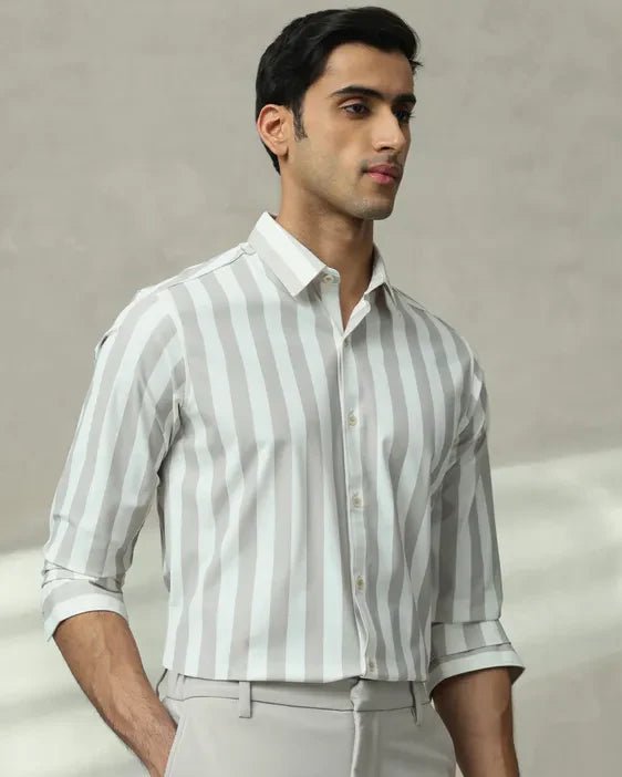 Image of Light Grey Imported Stretch Nylon Full Sleeve Trendy Shirt - South India Shopping Mall