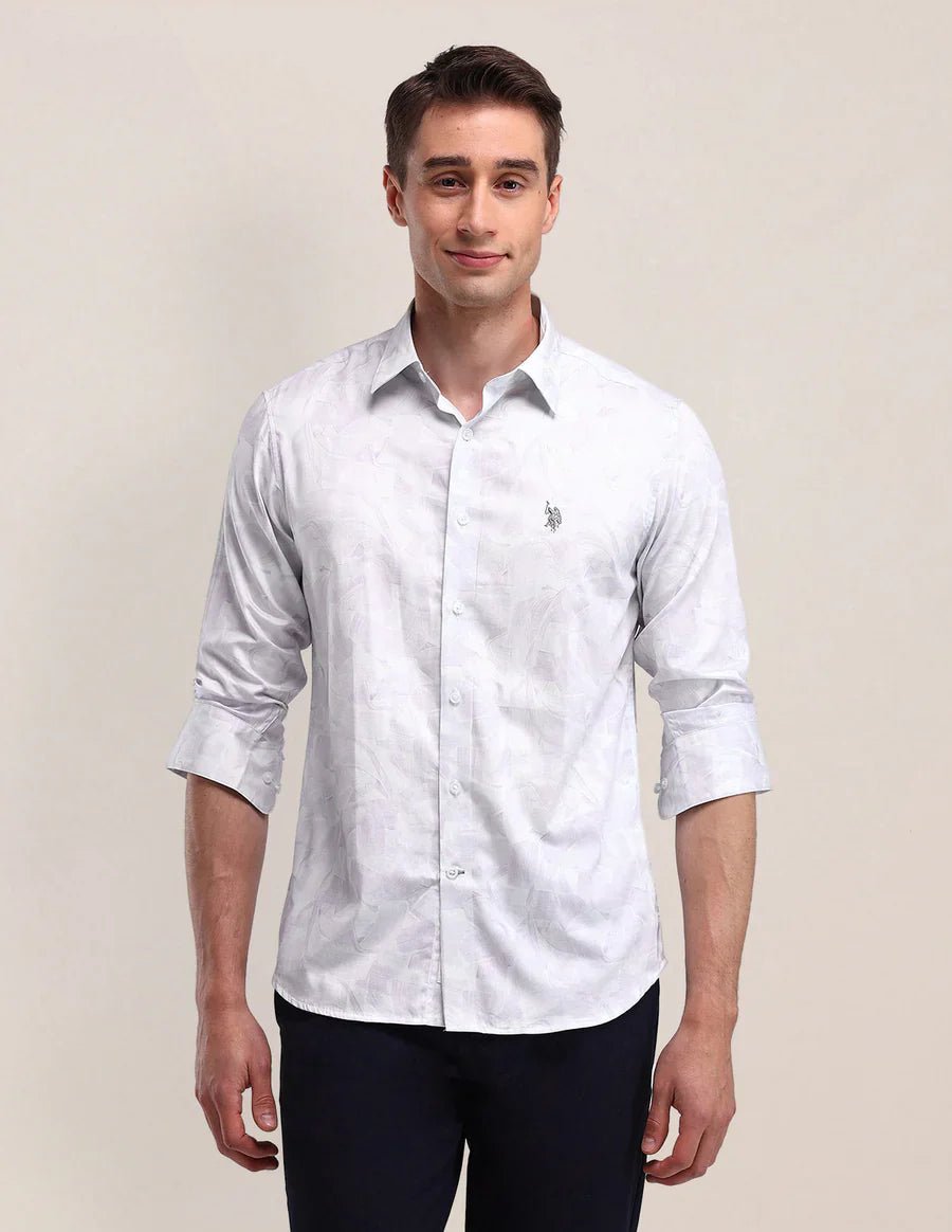 Image of Light Lavender Satin Printed Shirt - South India Shopping Mall