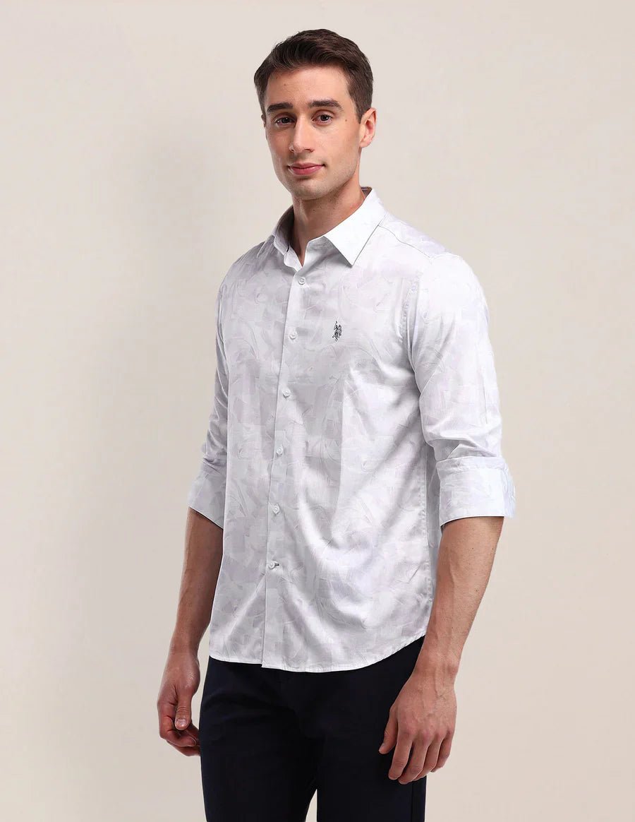 Image of Light Lavender Satin Printed Shirt - South India Shopping Mall