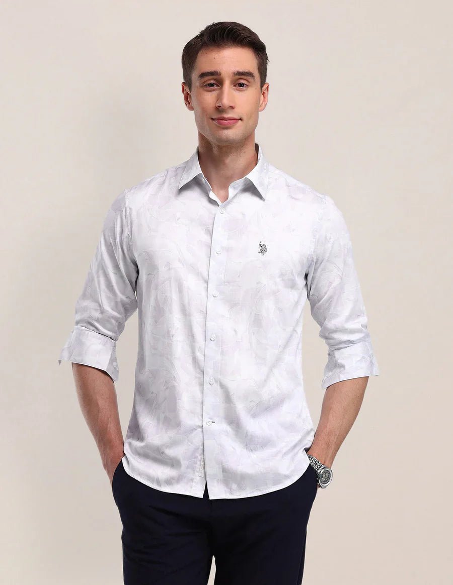 Image of Light Lavender Satin Printed Shirt - South India Shopping Mall