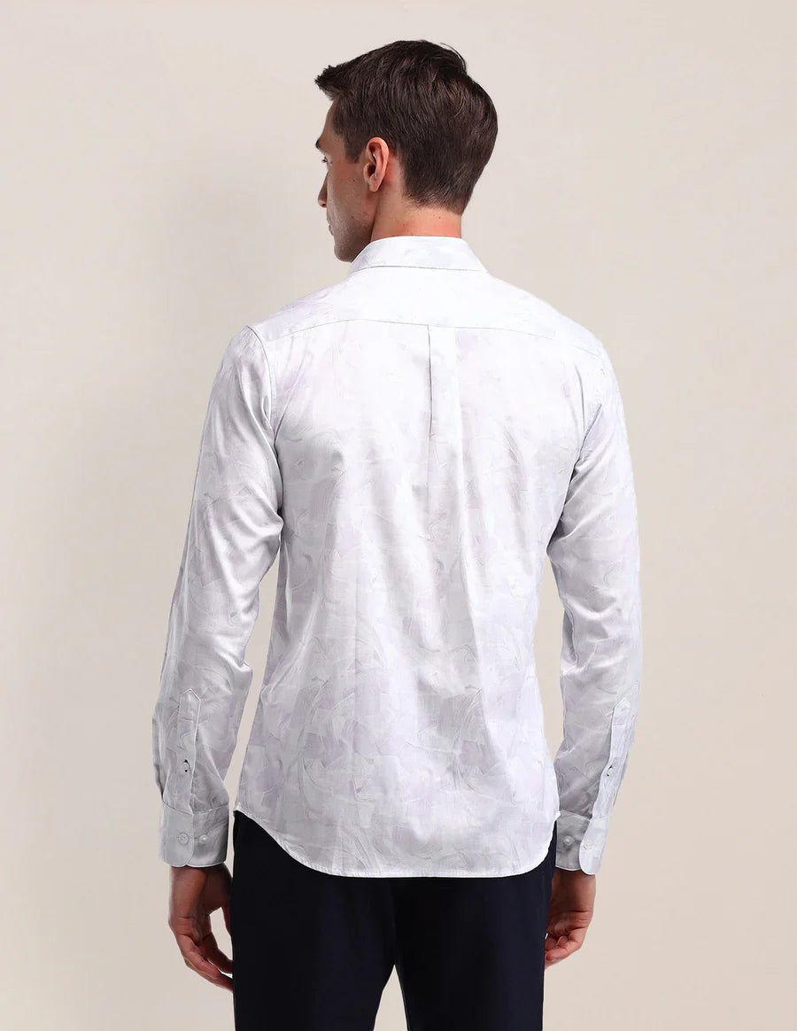Image of Light Lavender Satin Printed Shirt - South India Shopping Mall