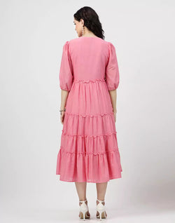 Light Pink Cotton Party Wear Dress with Shrug – South India Shopping Mall