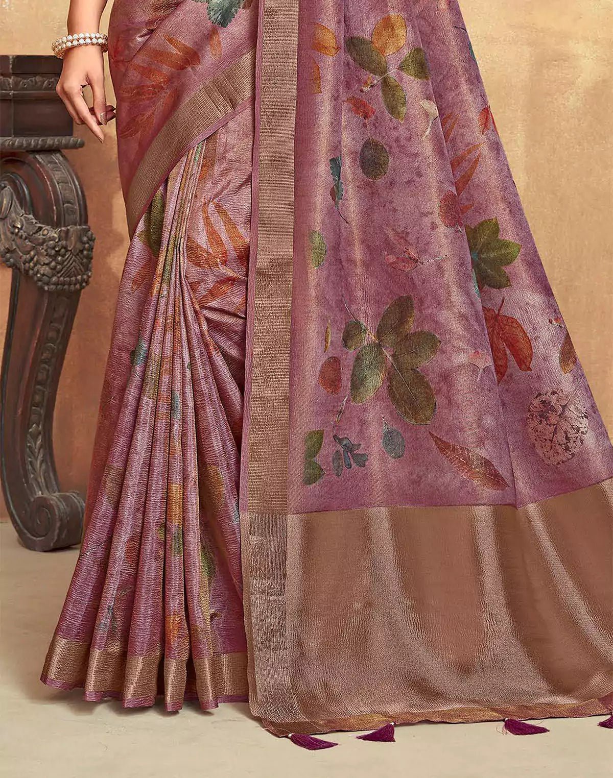 Image of Light Pink Dola Silk Party Wear Saree - South India Shopping Mall