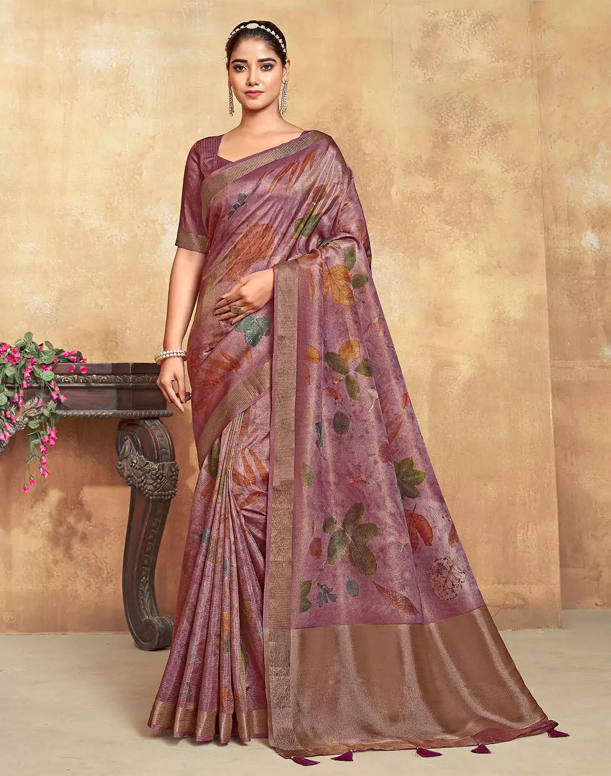 Image of Light Pink Dola Silk Party Wear Saree - South India Shopping Mall