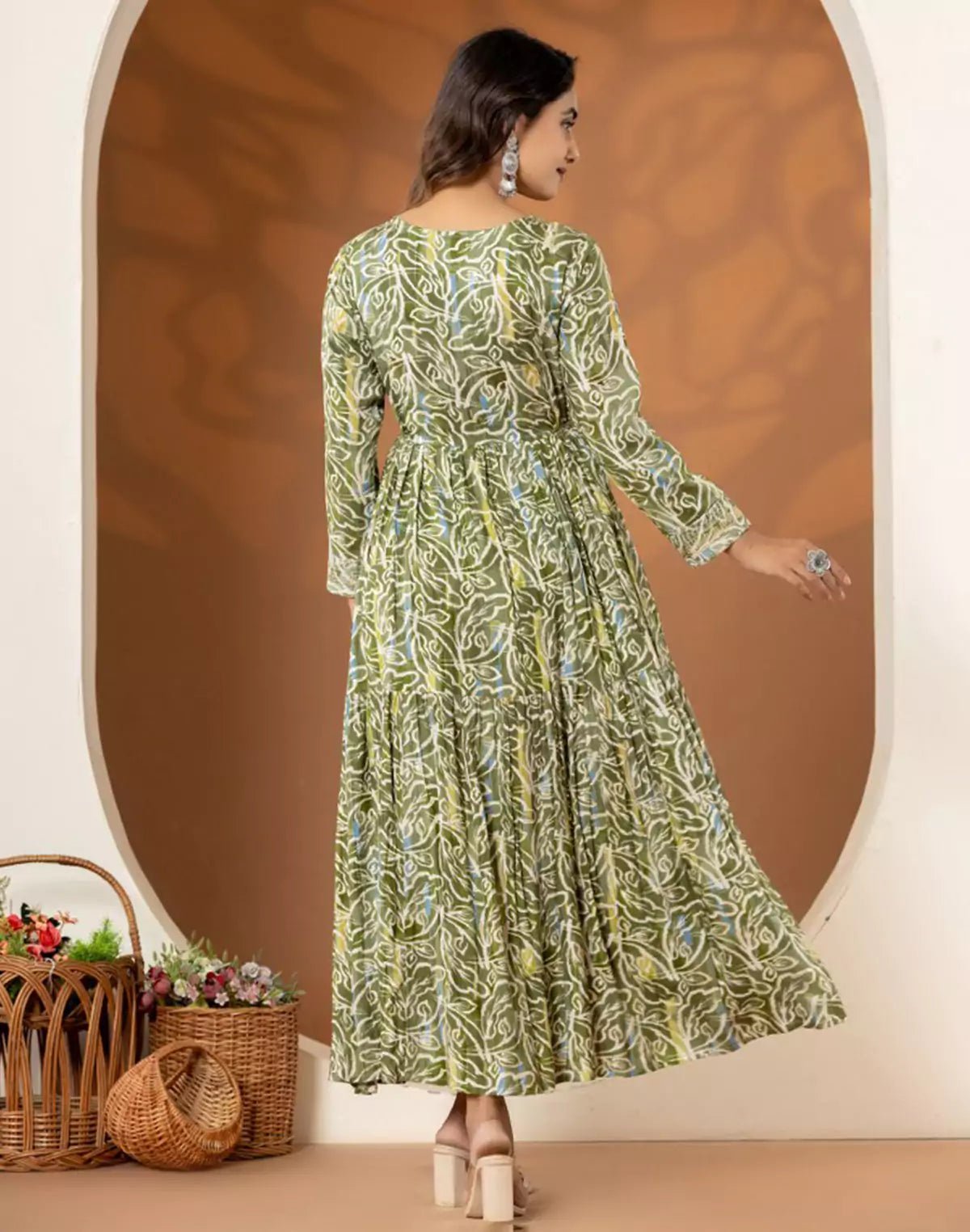 Image of Light Pista Green Rayon Flared Long Kurti - South India Shopping Mall