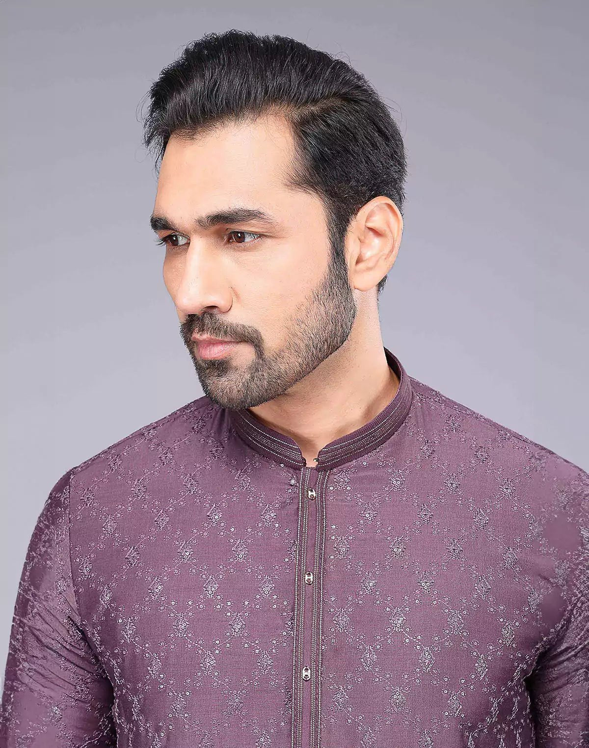 Image of Light Purple Embellished work Soft Silk Party Wear Floral Kurta Set - South India Shopping Mall