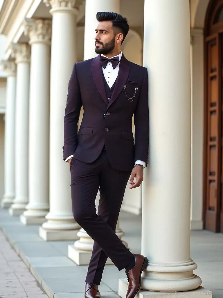 Image of Light Purple Polyester Terylene Tuxido Suit - South India Shopping Mall