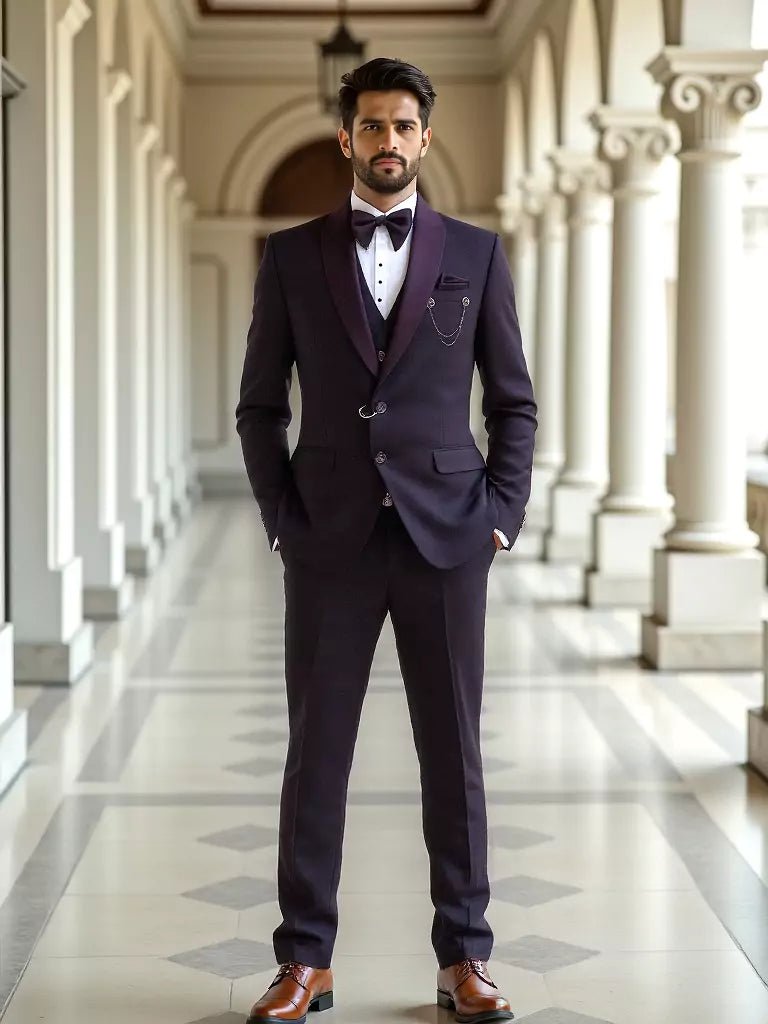 Image of Light Purple Polyester Terylene Tuxido Suit - South India Shopping Mall