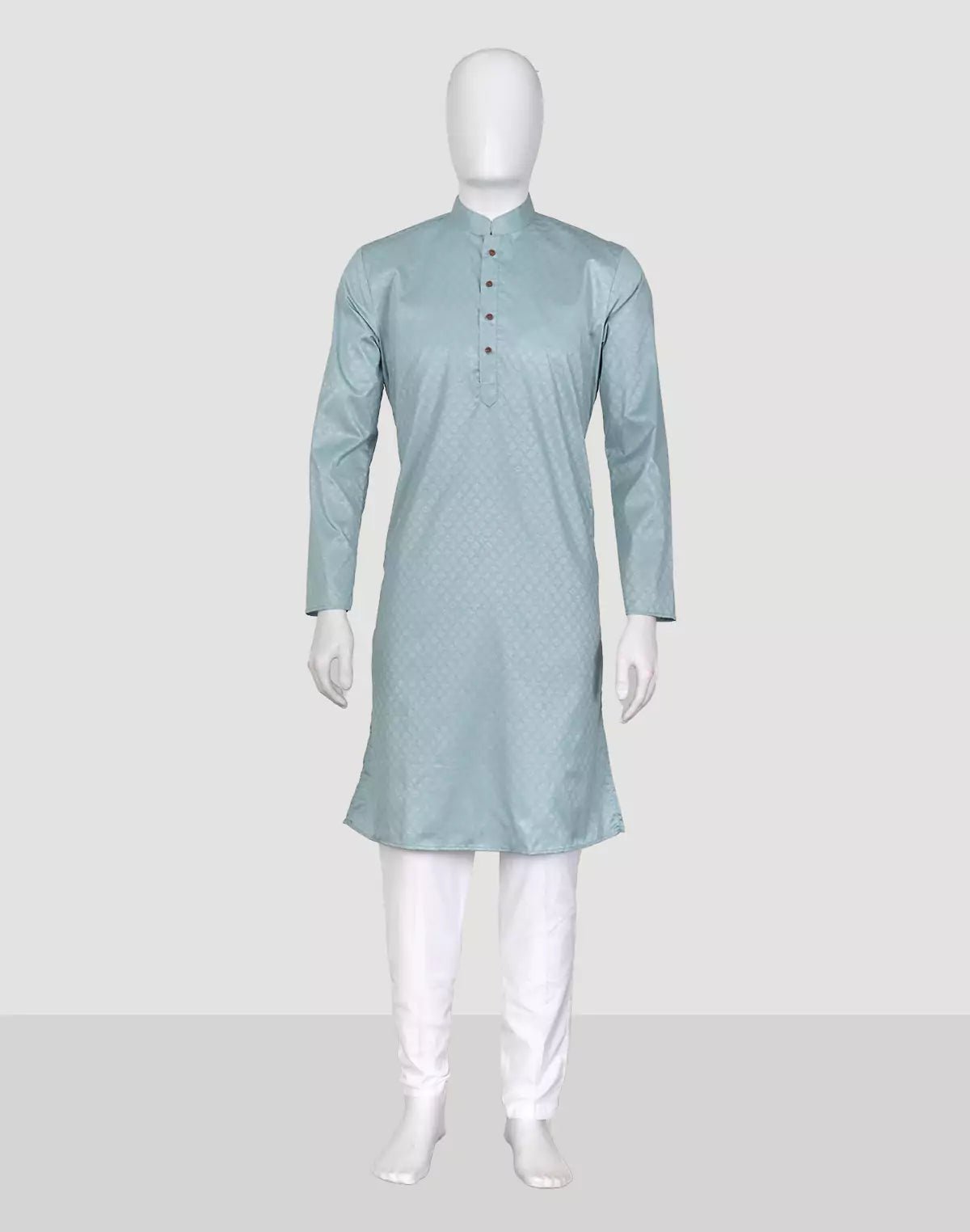 Image of Light Sky Coloured Cotton Kurta Pyjama Set - South India Shopping Mall