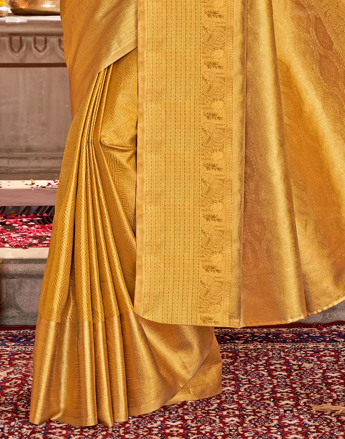 Light Yellow Self Design Semi Silk Saree - South India Shopping Mall