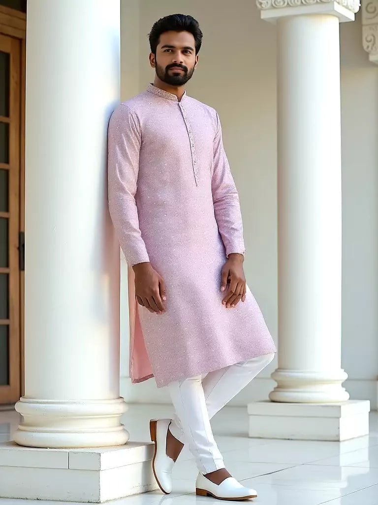 Image of Lilac Color Brocade Design Jacquard Kurta Pajama - South India Shopping Mall