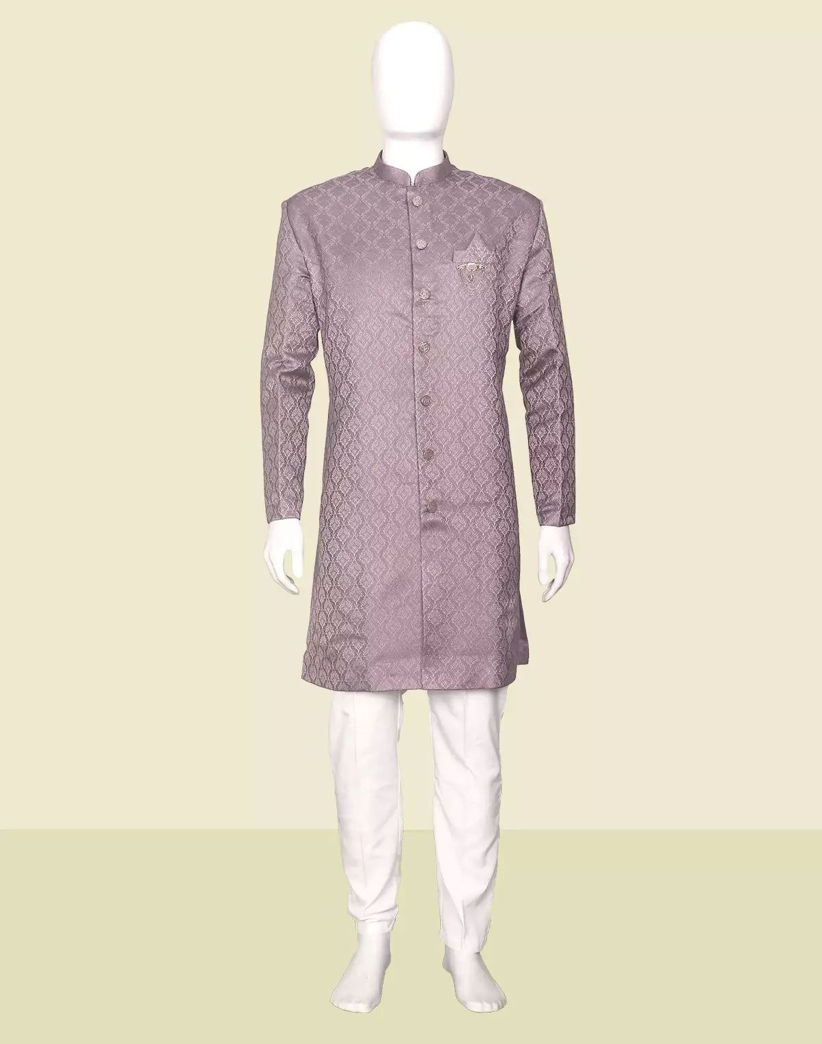 Image of Lilac Floral Weaving Jacquard Semi - Indo - South India Shopping Mall
