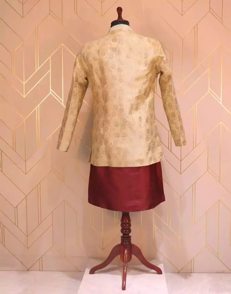 Maroon Color Raw Silk Fabric De Royal Jacket Set - South India Shopping Mall