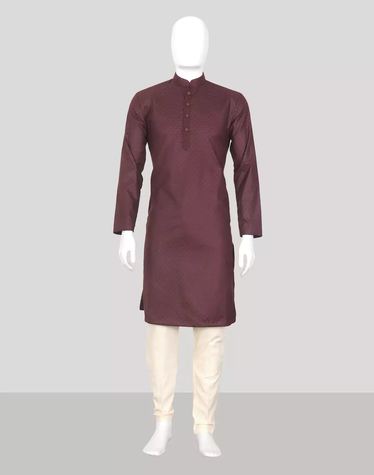 Image of Maroon Inspired Patterned Cotton Kurta Pyjama Set - South India Shopping Mall